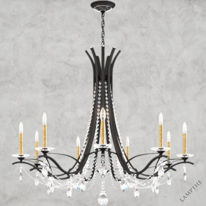 Black / Clear Heritage Crystal Vesca Round Chandelier 45"