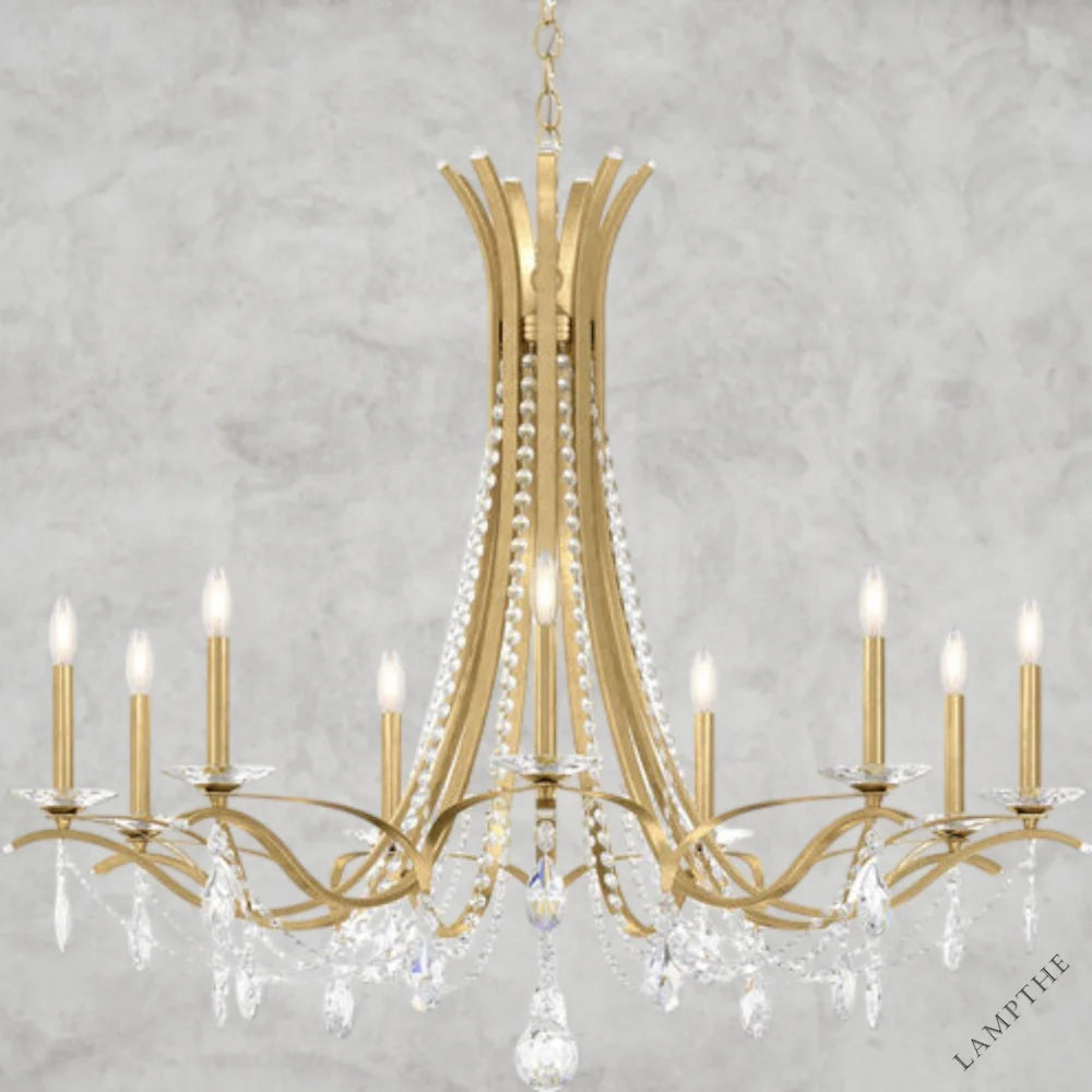 Gold / Clear Heritage Crystal Vesca Round Chandelier 45"
