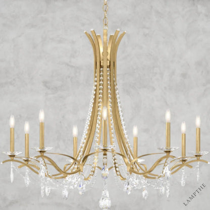 Gold / Clear Heritage Crystal Vesca Round Chandelier 45"