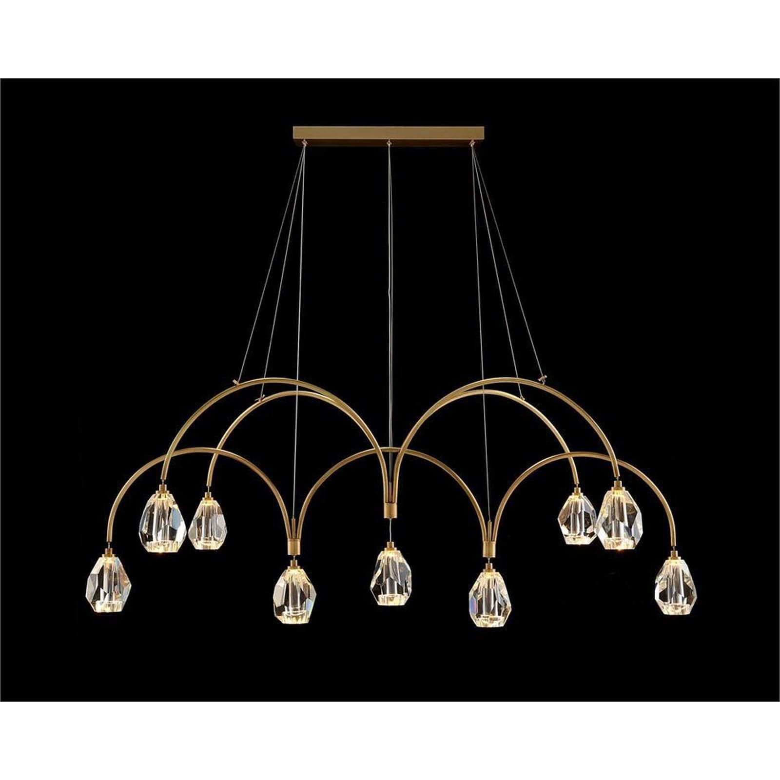 Veyla Faceted Cut Crystal Nine-Light Chandelier