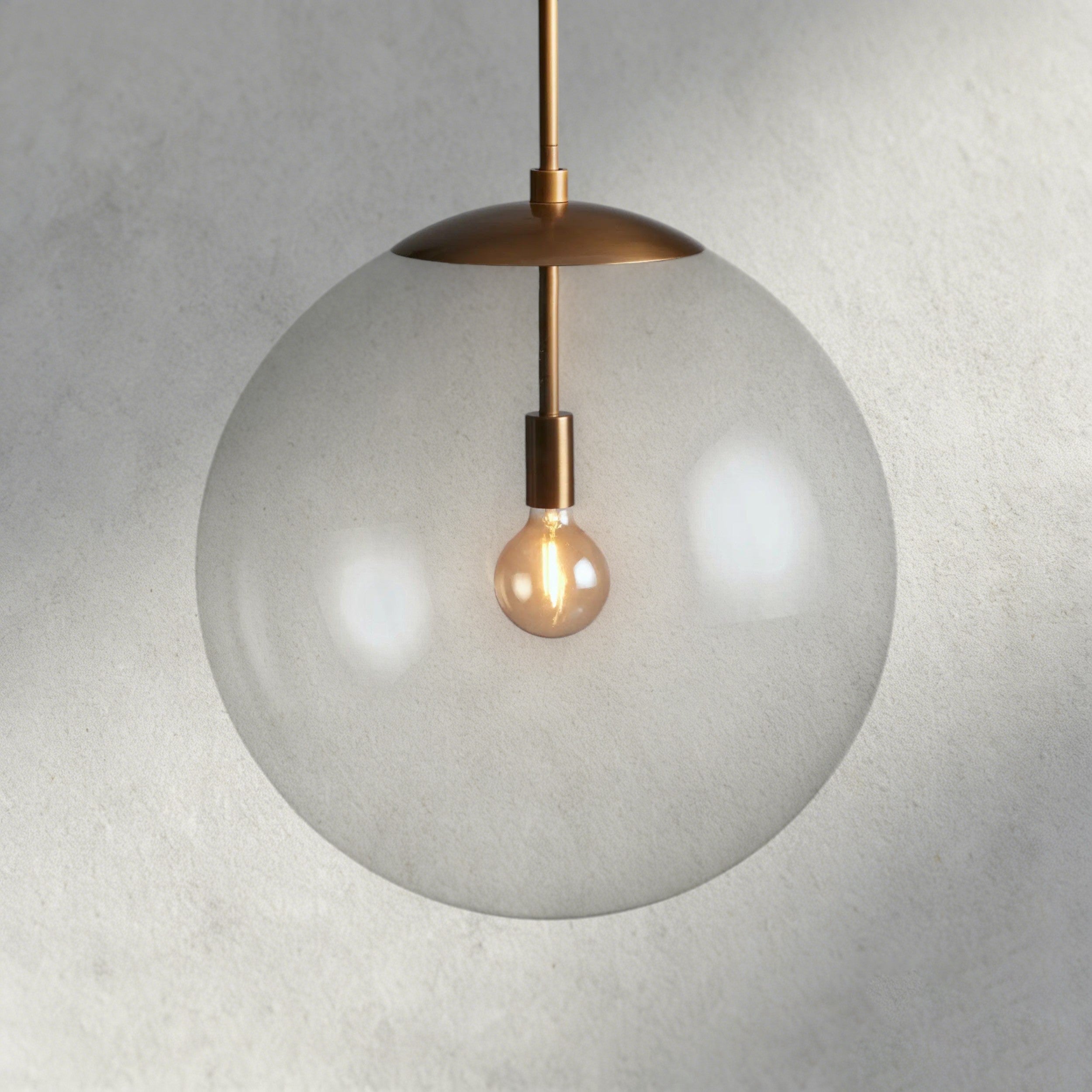 Brass / Clear Wescott XL Globe Pendant with Rod