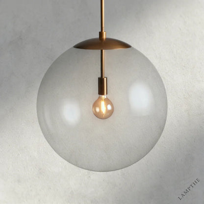 Brass / Clear Wescott XL Globe Pendant with Rod