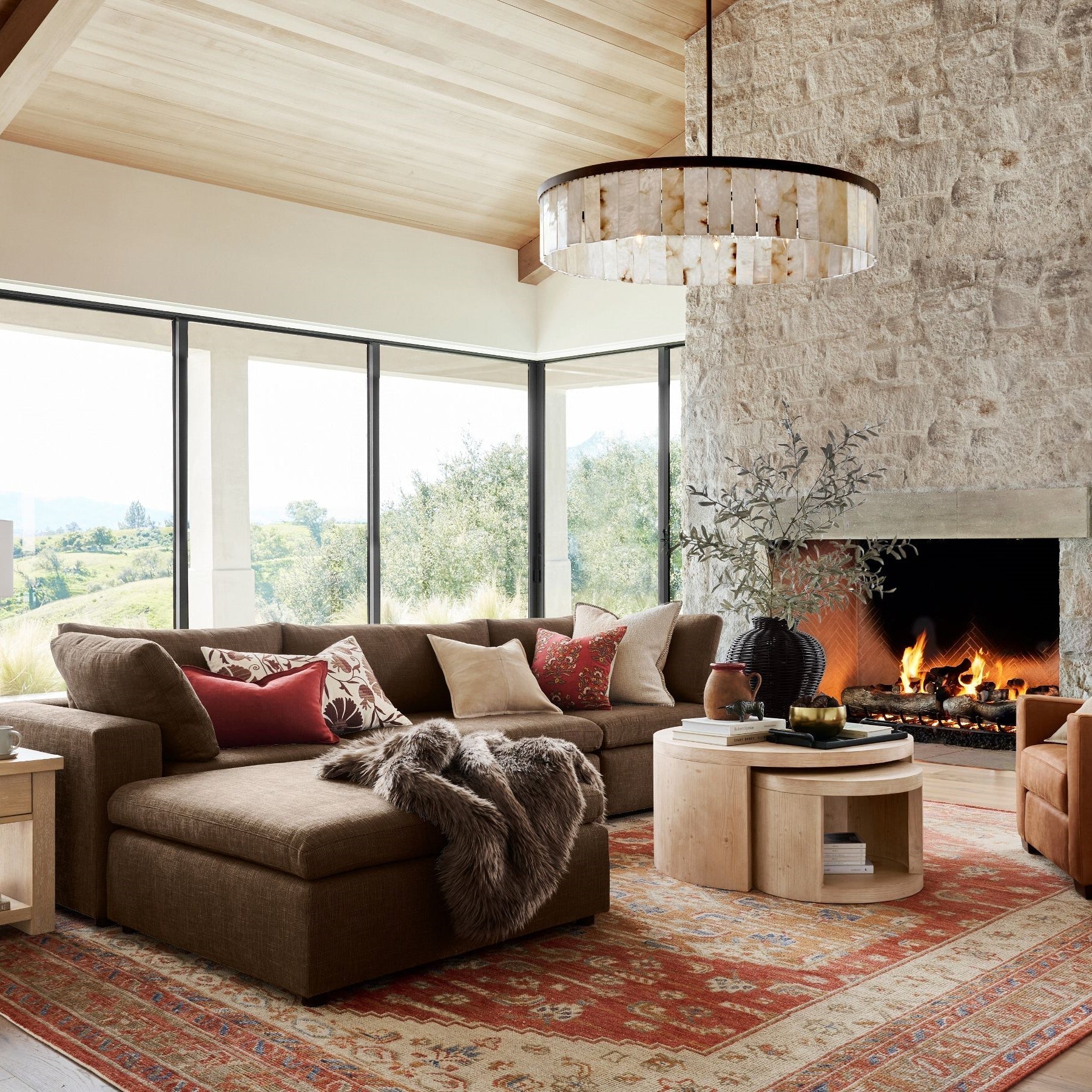 Widham One-Tire Round Alabaster Chandelier